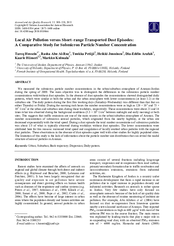 (PDF) Local Air Pollution versus Short–range Transported Dust Episodes ...