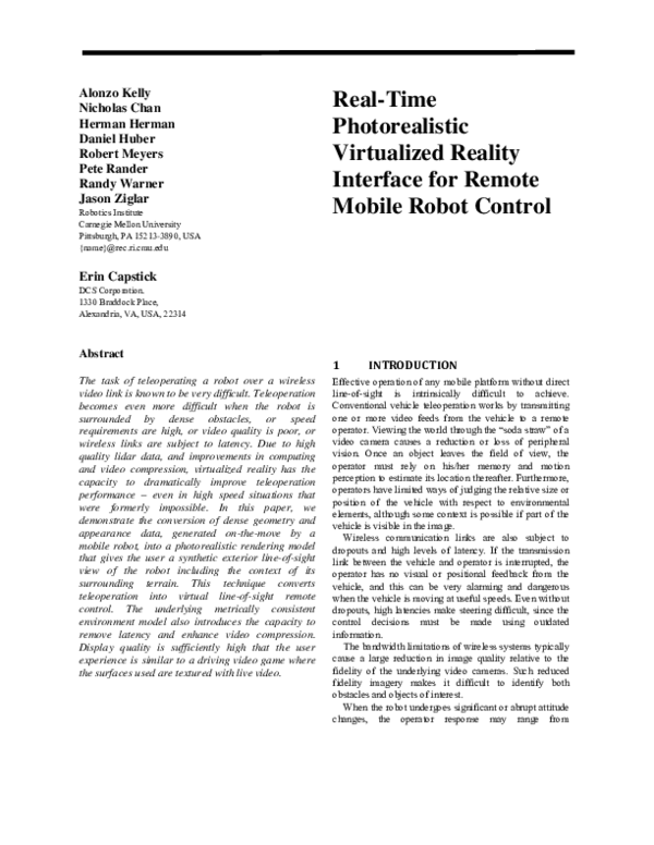 (PDF) Real-time photorealistic virtualized reality interface for remote ...