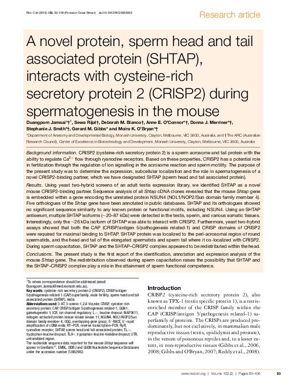 (PDF) A novel protein, sperm head and tail associated protein (SHTAP ...