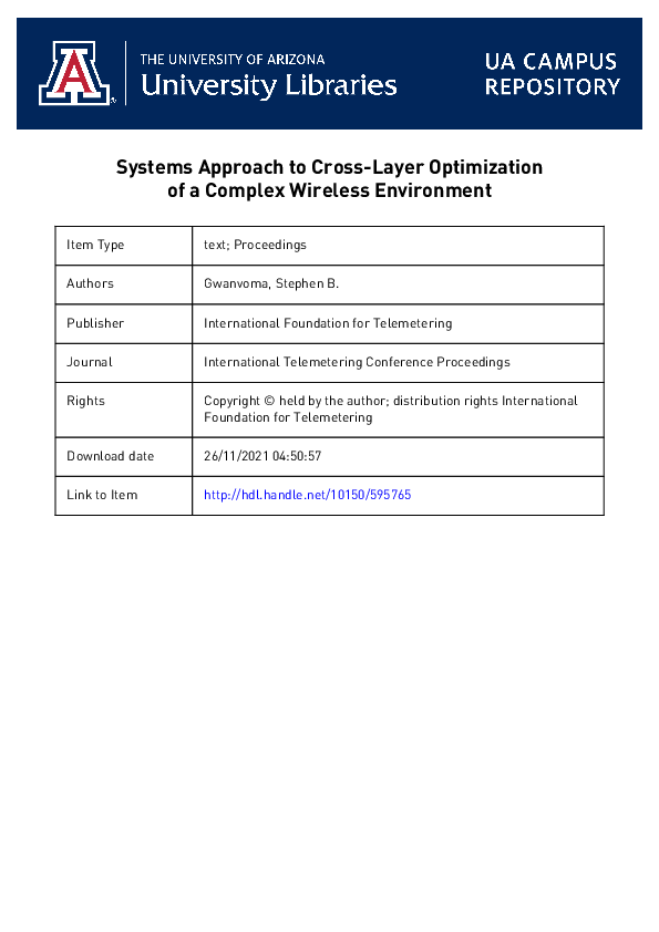 (PDF) Systems Approach to Cross-Layer Optimization of a Complex ...