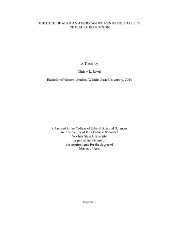 (PDF) The lack of African American women in the faculty of higher education