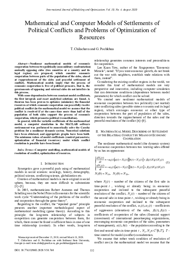(PDF) Mathematical and Computer Models of Settlements of Political ...
