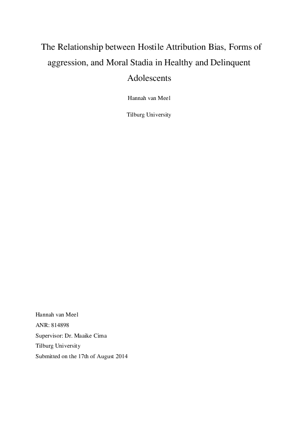 (PDF) The Relationship between Hostile Attribution Bias , Forms of ...