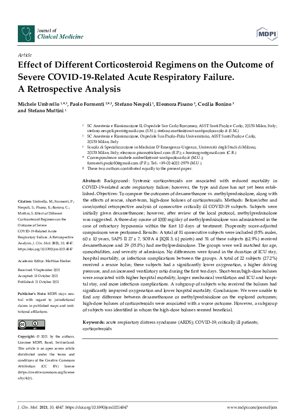 (PDF) Effect of Different Corticosteroid Regimens on the Outcome of ...