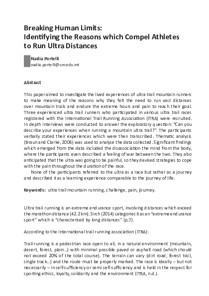(PDF) Breaking human limits: identifying the reasons which compel ...