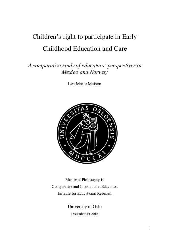 (PDF) Children’s right to participate in Early Childhood Education and ...