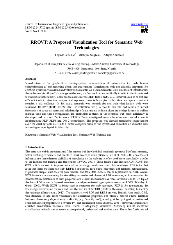 (PDF) RROVT: A Proposed Visualization Tool for Semantic Web Technologies