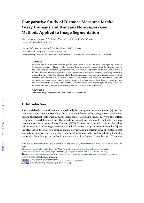 (PDF) Comparative Study of Distance Measures for the Fuzzy C-means and ...