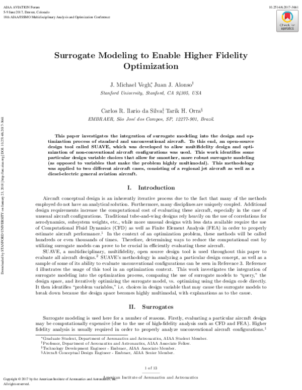 (PDF) Surrogate Modeling to Enable Higher Fidelity Optimization