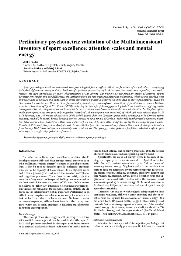 (PDF) Preliminary psychometric validation of the Multidimensional ...