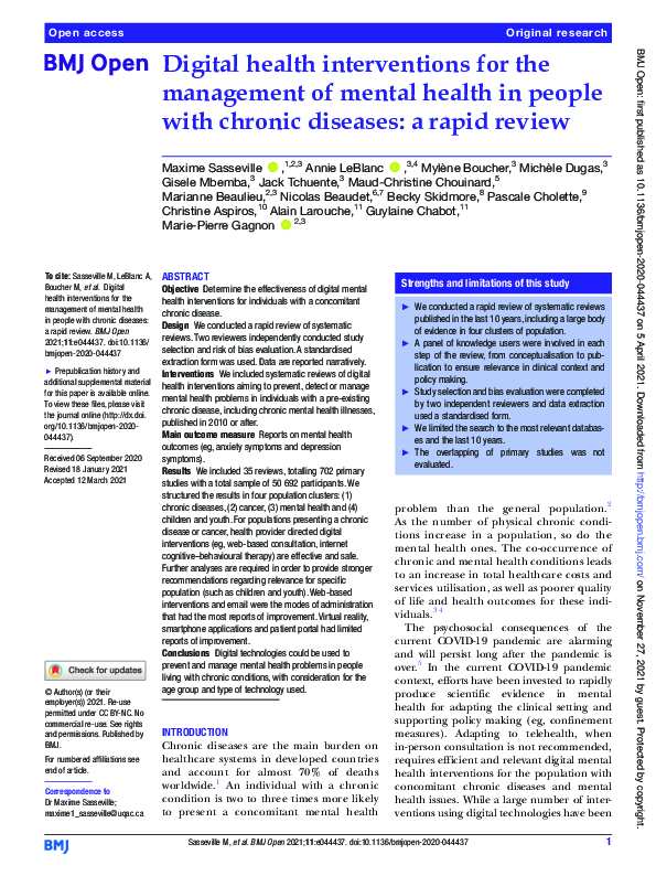 (PDF) Digital health interventions for the management of mental health ...