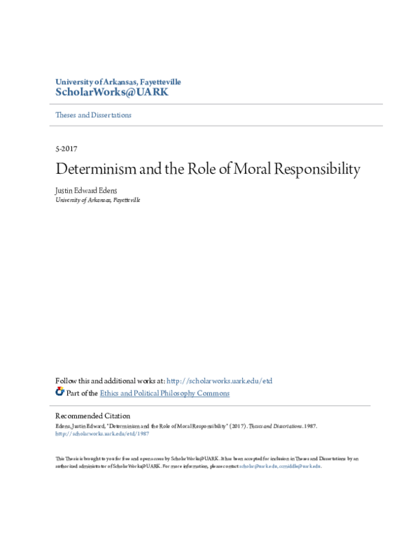 (PDF) Determinism and the Role of Moral Responsibility