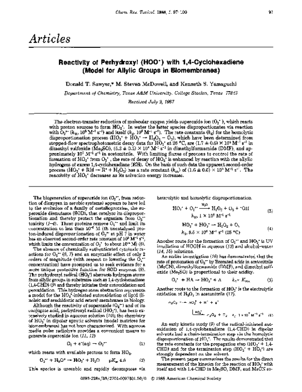 (PDF) Reactivity of perhydroxyl (HOO.bul.) with 1,4-cyclohexadiene ...