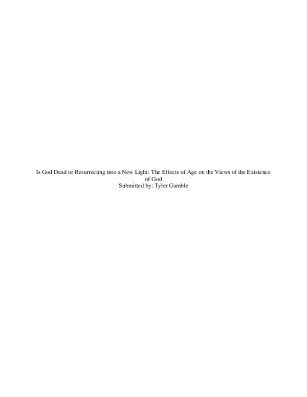 (PDF) Is God Dead or Resurrecting into a New Light: The Effects of Age ...