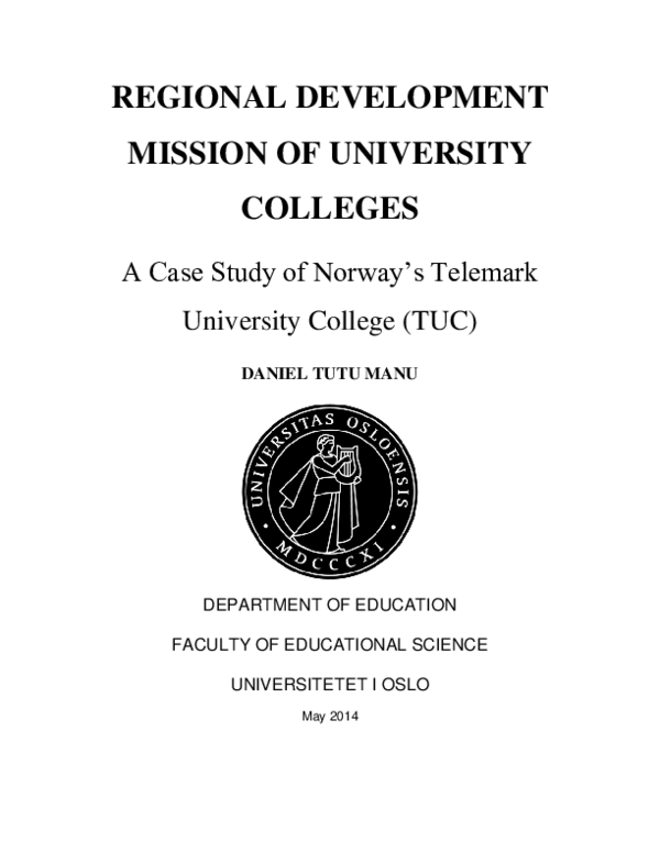 (PDF) REGIONAL DEVELOPMENT MISSION OF UNIVERSITY COLLEGES A Case Study ...
