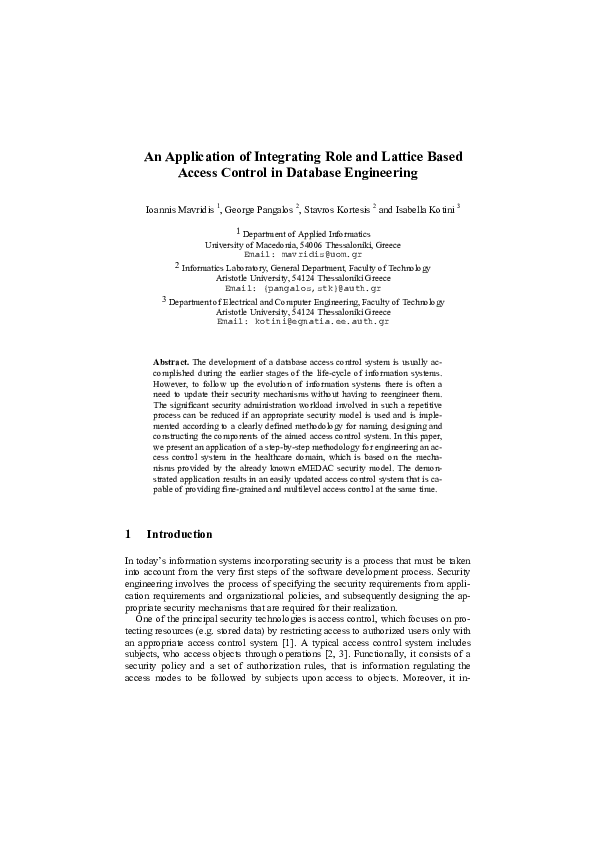 (PDF) An Application of Integrating Role and Lattice Based Access ...