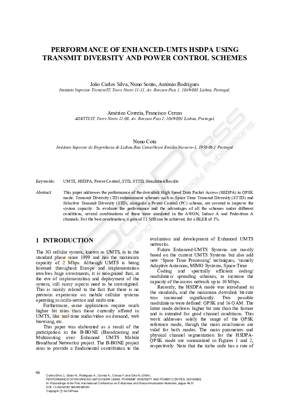 (PDF) Performance of Enhanced-UMTS HSDPA Using Transmit Diversity and ...