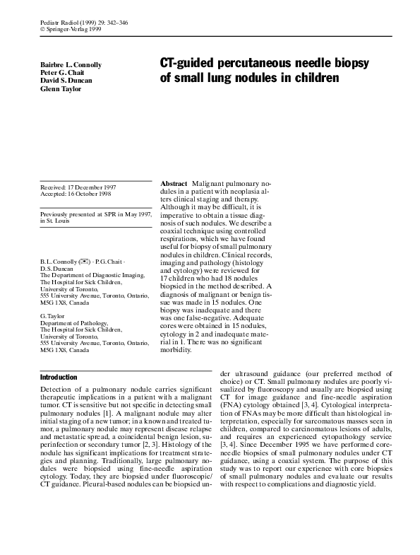 (PDF) CT-guided percutaneous needle biopsy of small lung nodules in ...