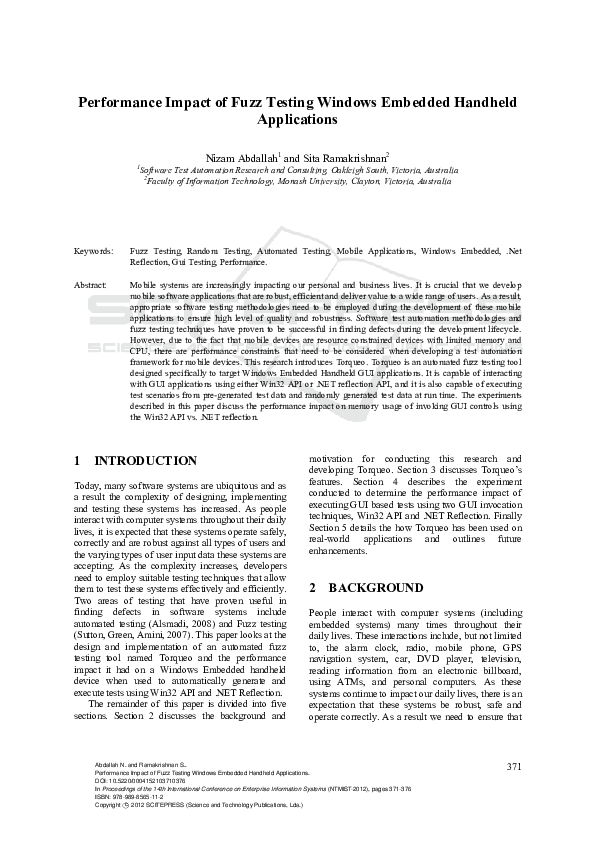 (PDF) Performance impact of fuzz testing windows embedded handheld ...