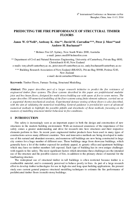 (PDF) Predicting the Fire Performance of Structural Timber Floors