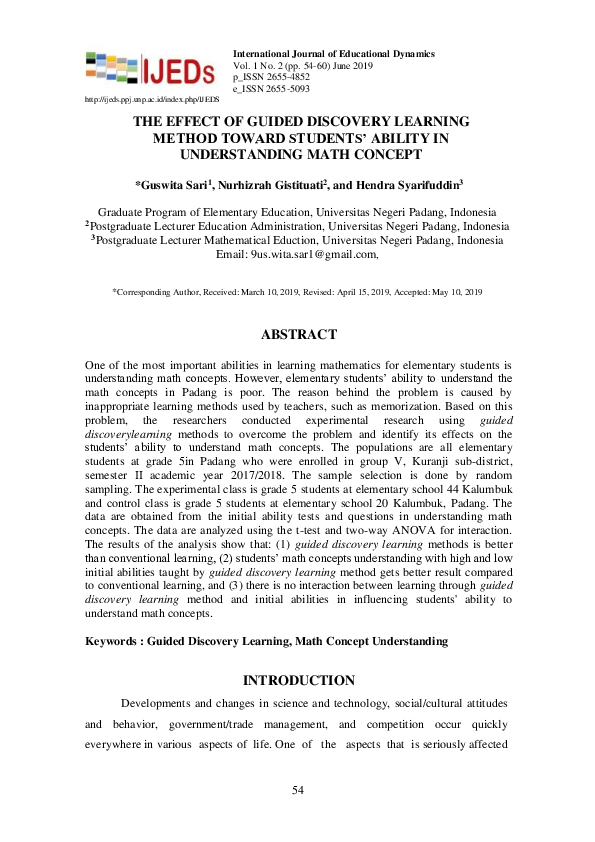(PDF) The Effect of Guided Discovery Learning Method Toward Students ...