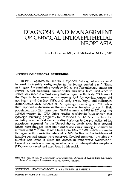(PDF) Diagnosis and Management of Cervical Intraepithelial Neoplasia