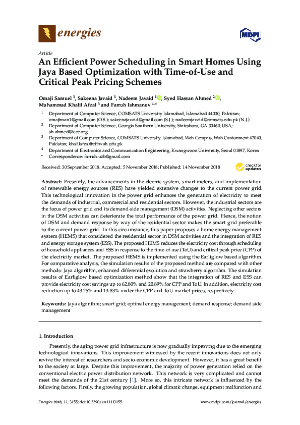 (PDF) An Efficient Power Scheduling in Smart Homes Using Jaya Based ...