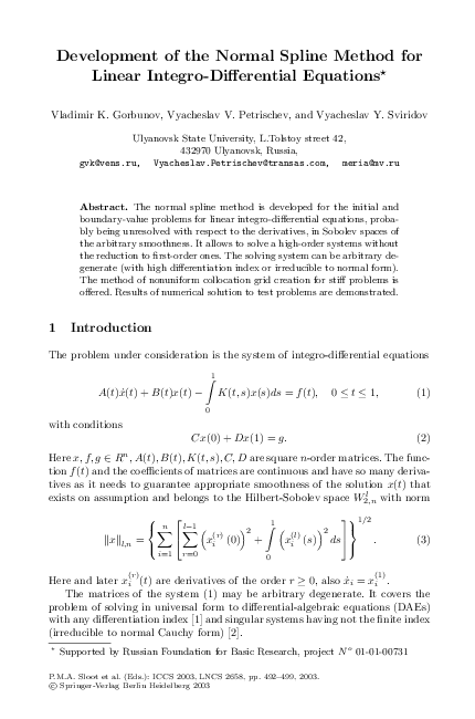 (PDF) Development of the normal spline method for linear integro ...