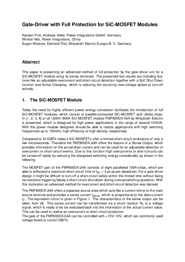 (PDF) Gate-Driver with Full Protection for SiC-MOSFET Modules