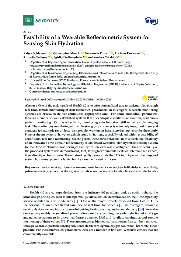 (PDF) Feasibility of a Wearable Reflectometric System for Sensing Skin ...