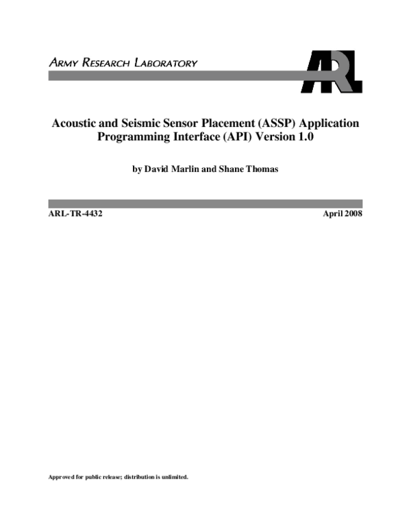 (PDF) Acoustic and Seismic Sensor Placement (ASSP) Application ...