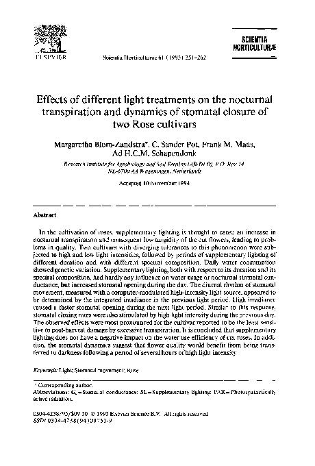 (PDF) Effects of different light treatments on the nocturnal ...