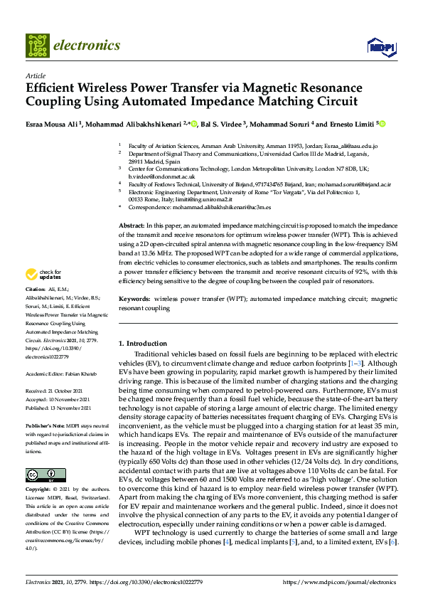 (PDF) Efficient Wireless Power Transfer via Magnetic Resonance Coupling ...