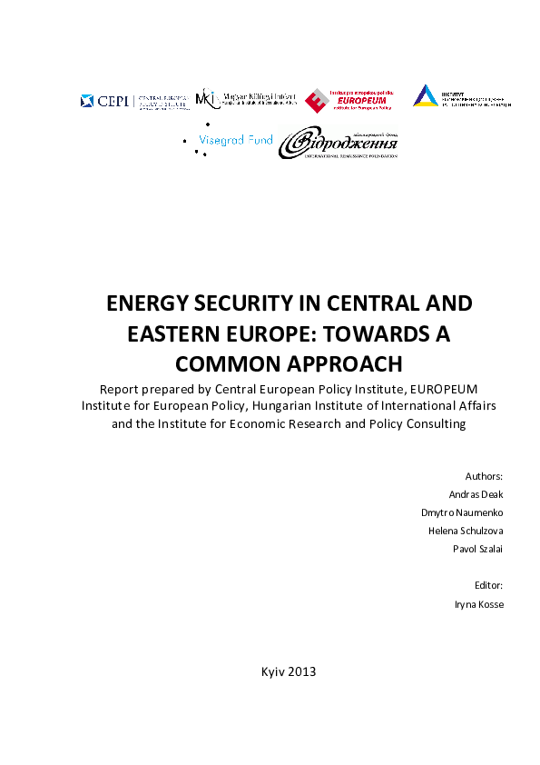 (PDF) Energy Security in Central and Eastern Europe: Towards a Common ...