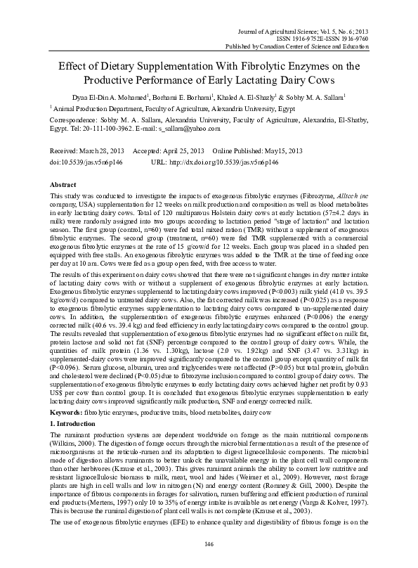 (PDF) Effect of Dietary Supplementation With Fibrolytic Enzymes on the ...
