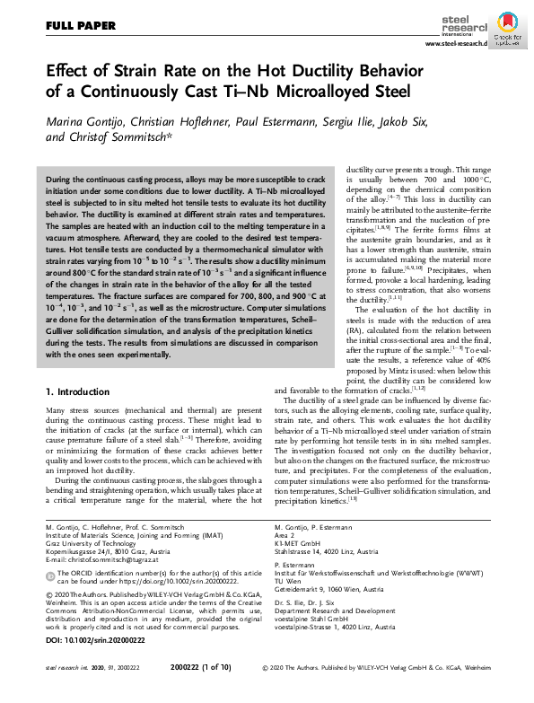(PDF) Effect of Strain Rate on the Hot Ductility Behavior of a ...