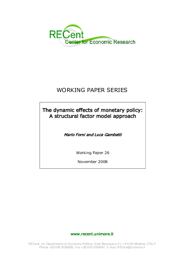 (PDF) The dynamic e ects of monetary policy: A structural factor model ...