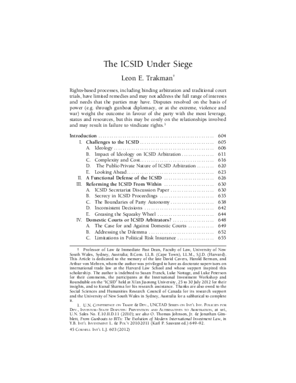 (PDF) The ICSID Under Siege
