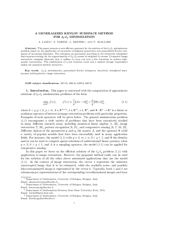 (PDF) A Generalized Krylov Subspace Method for $\ell_p$-$\ell_q ...
