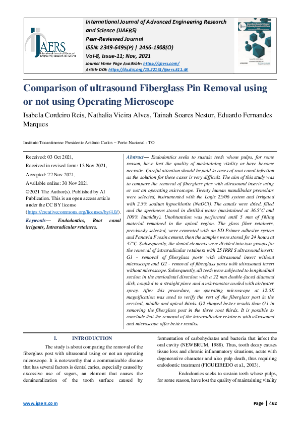 (PDF) Comparison of ultrasound Fiberglass Pin Removal using or not ...