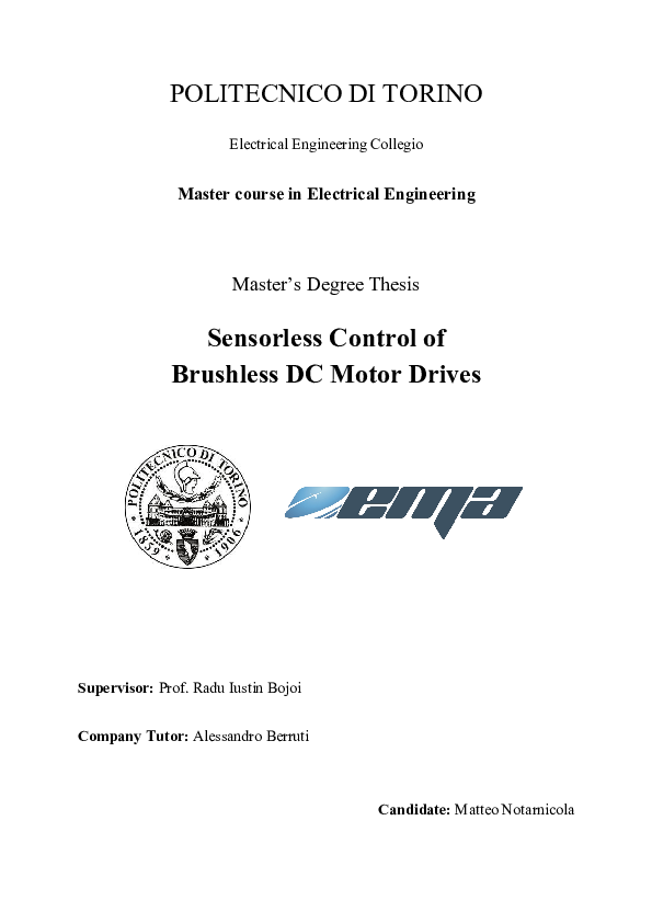 (PDF) Sensorless Control of Brushless DC Motor Drives