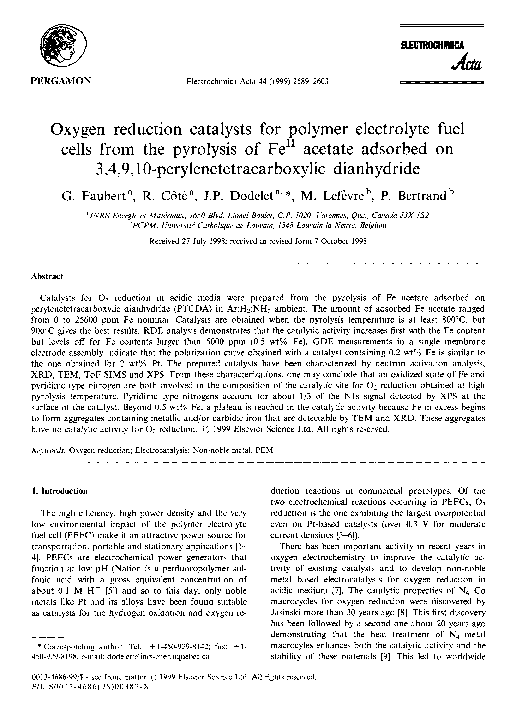 (PDF) Oxygen reduction catalysts for polymer electrolyte fuel cells ...