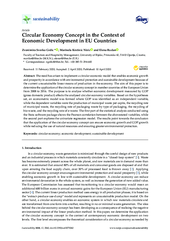 (PDF) Circular Economy Concept in the Context of Economic Development ...