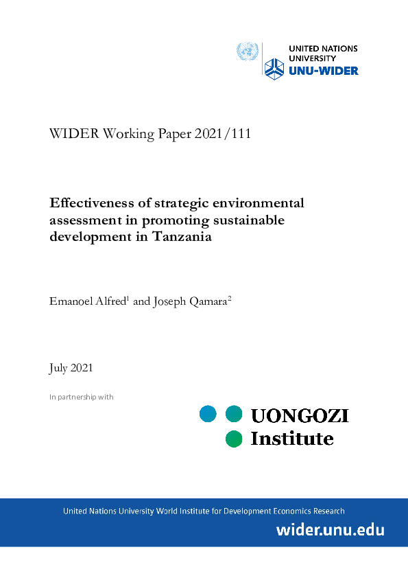 (PDF) Effectiveness of strategic environmental assessment in promoting