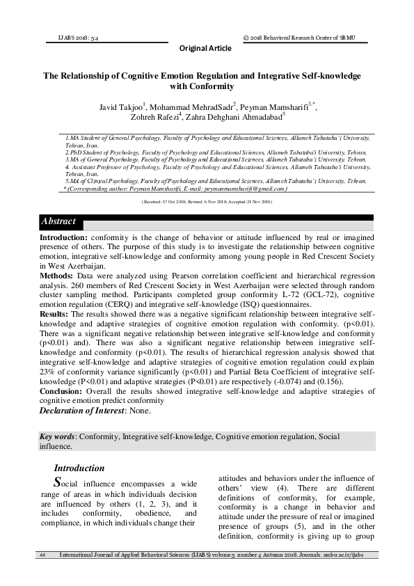 (PDF) The Relationship of Cognitive Emotion Regulation and Integrative ...