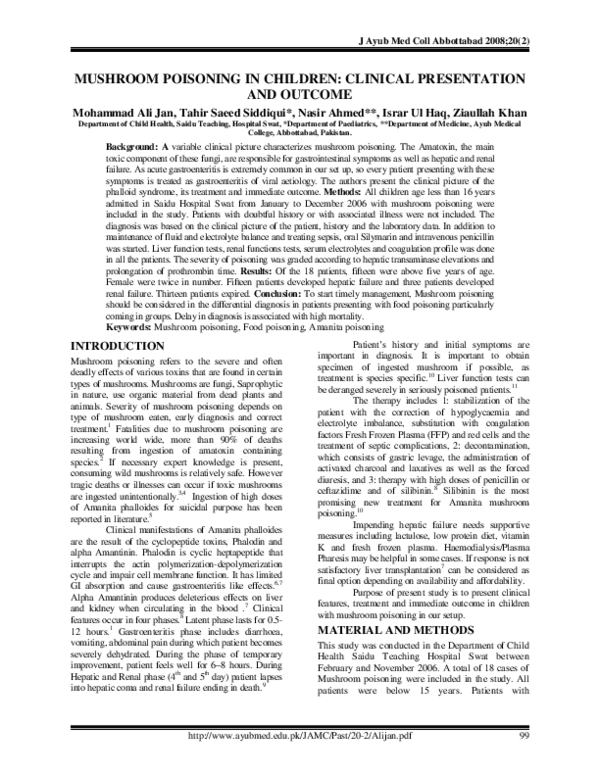 (PDF) Mushroom poisoning in children clinical presentation and Ali Jan Academia.edu