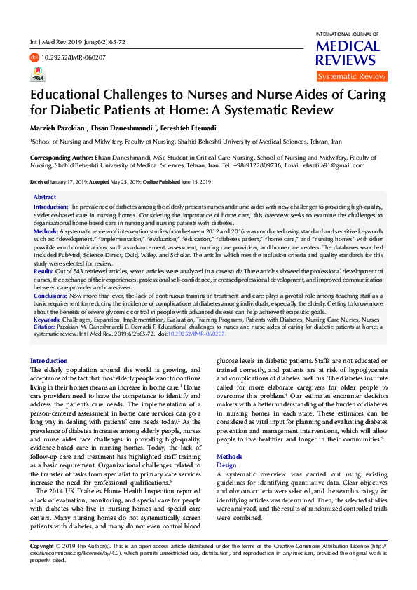 (PDF) Educational Challenges to Nurses and Nurse Aides of Caring for ...