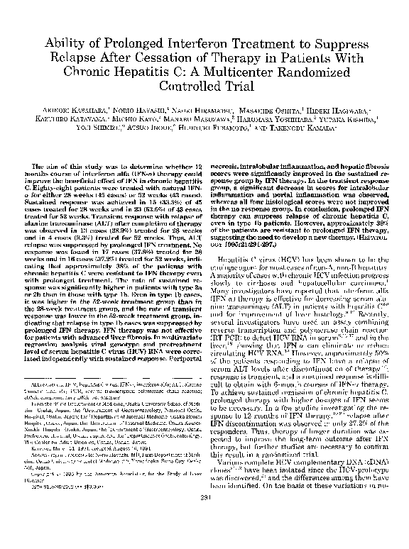 (PDF) Ability of prolonged interferon treatment to suppress relapse ...
