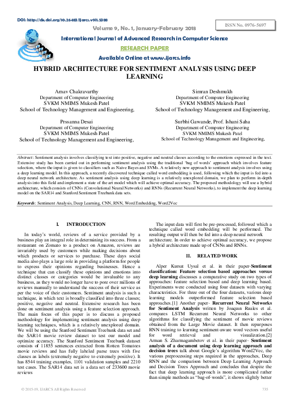 (PDF) Hybrid Architecture for Sentiment Analysis Using Deep Learning