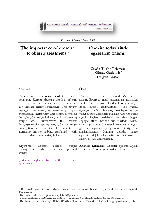 (PDF) The importance of exercise to obesity treatment